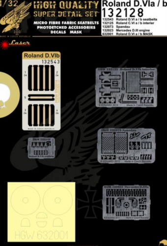 HGW 1/32 Roland D.VIa/b Super Detail Set for Wingnut Wings - 132128 HGW 1/32 Roland D.VIa/b Super Detail Set for Wingnut Wings - 132128